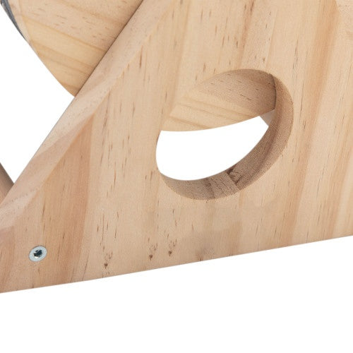 Wooden Cat Scratching Post | 360° Rotating Cat Toy with Bell, Natural Wood Finish, For Indoor Cats & Kittens